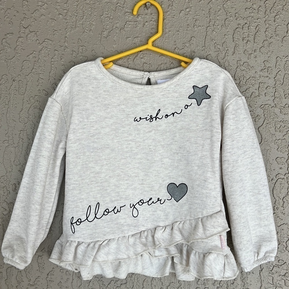 BCBGirls Wish On A Star Ruffle Hem Graphic Sweatshirt Top 3T